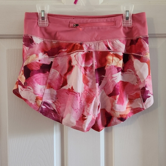 Athleta Run With It Pink Watercolor Floral Athletic Running Shorts - Picture 4 of 11